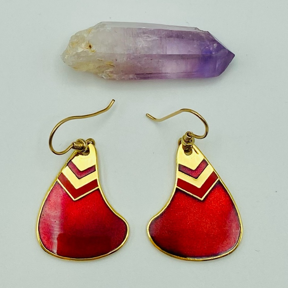 Laurel Burch 22k Gold Antique Earrings Geometric Design